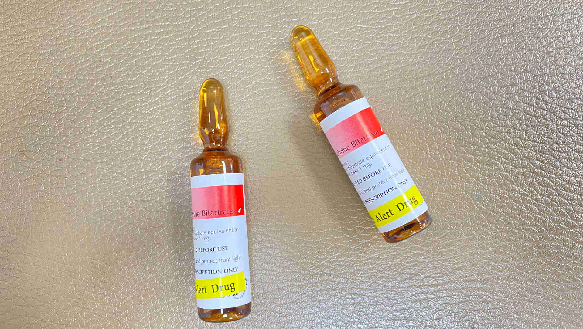 Two ampoules of noradrenaline
